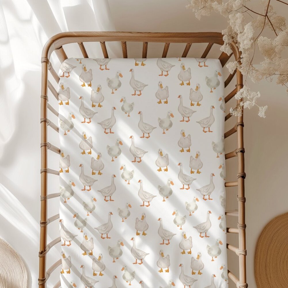 Mini Crib Goose Crib Sheet, Geese Crib Sheet